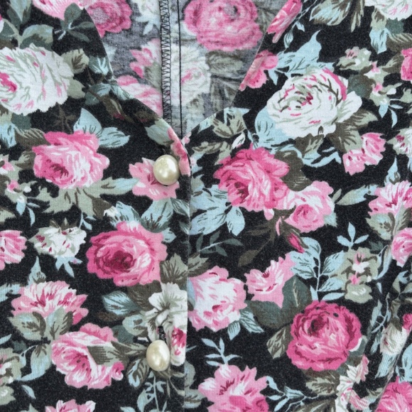 vintage floral romper scalloped neck pearl button size 8 summer playsuit - Picture 4 of 16